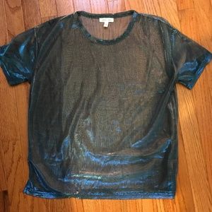 Silence + Noise Iridescent Shimmer Mesh Tee